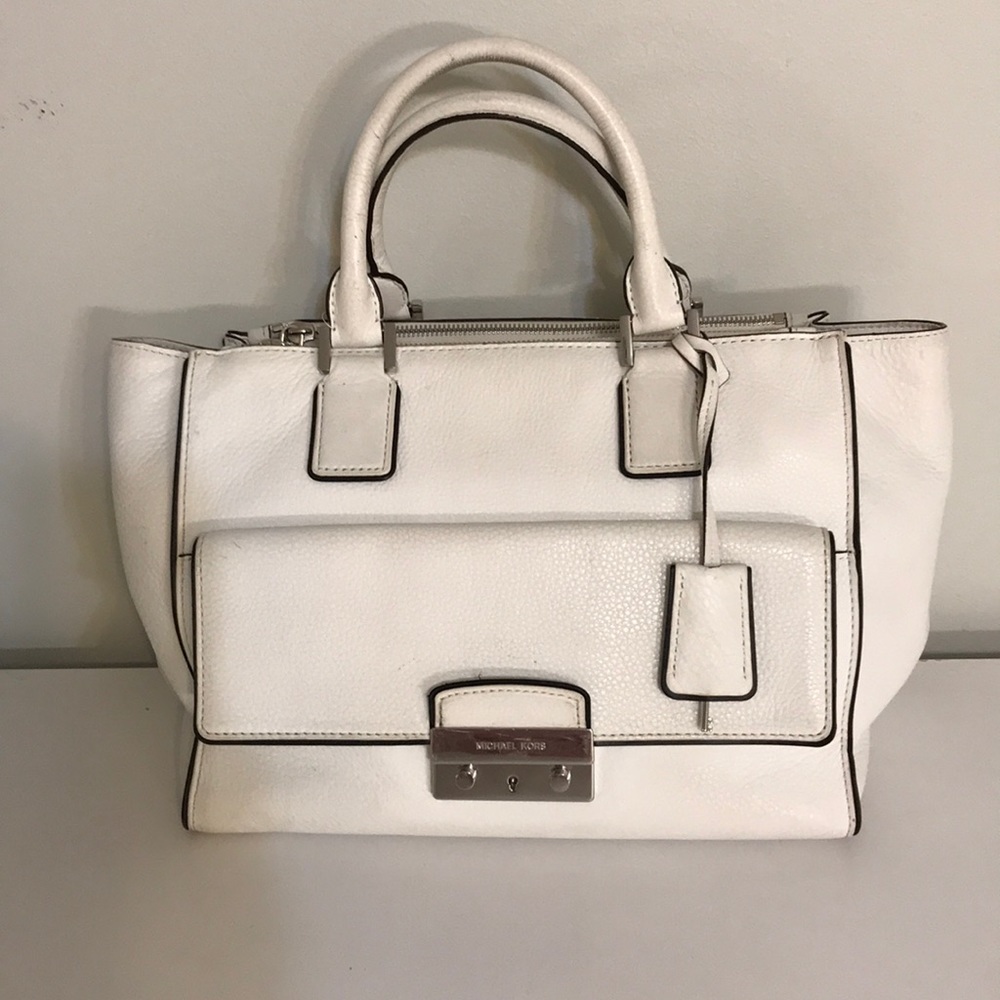 Michael Kors White Leather Satchel Purse